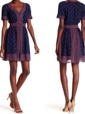 French Connection Mixed Floral Boho Fit & Flare Mini Dress size 8